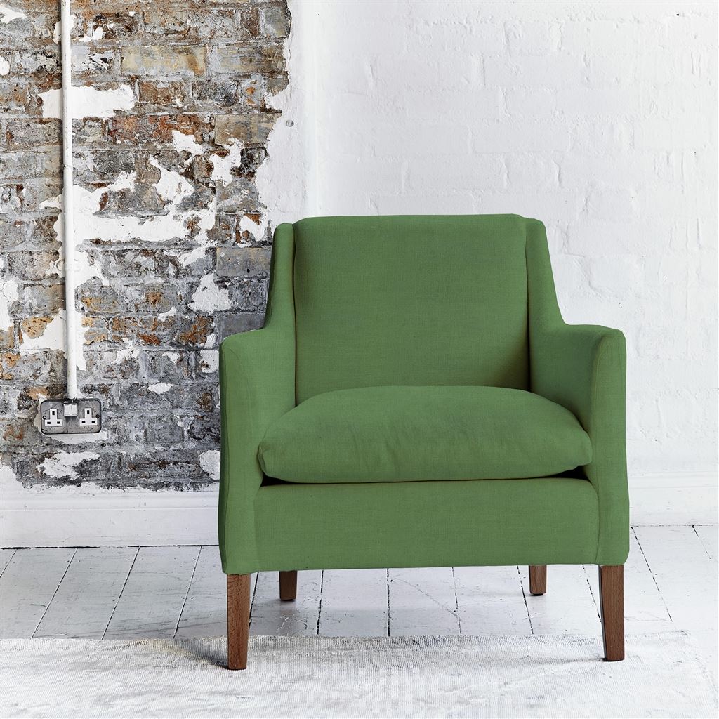 Milan Chair - Brera Lino - Emerald - Walnut Leg