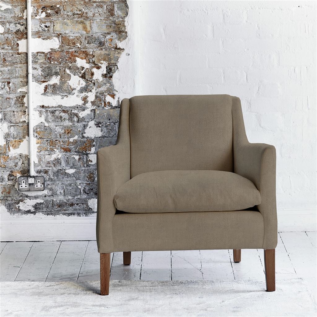 Milan Chair - Brera Lino - Cocoa - Walnut Leg