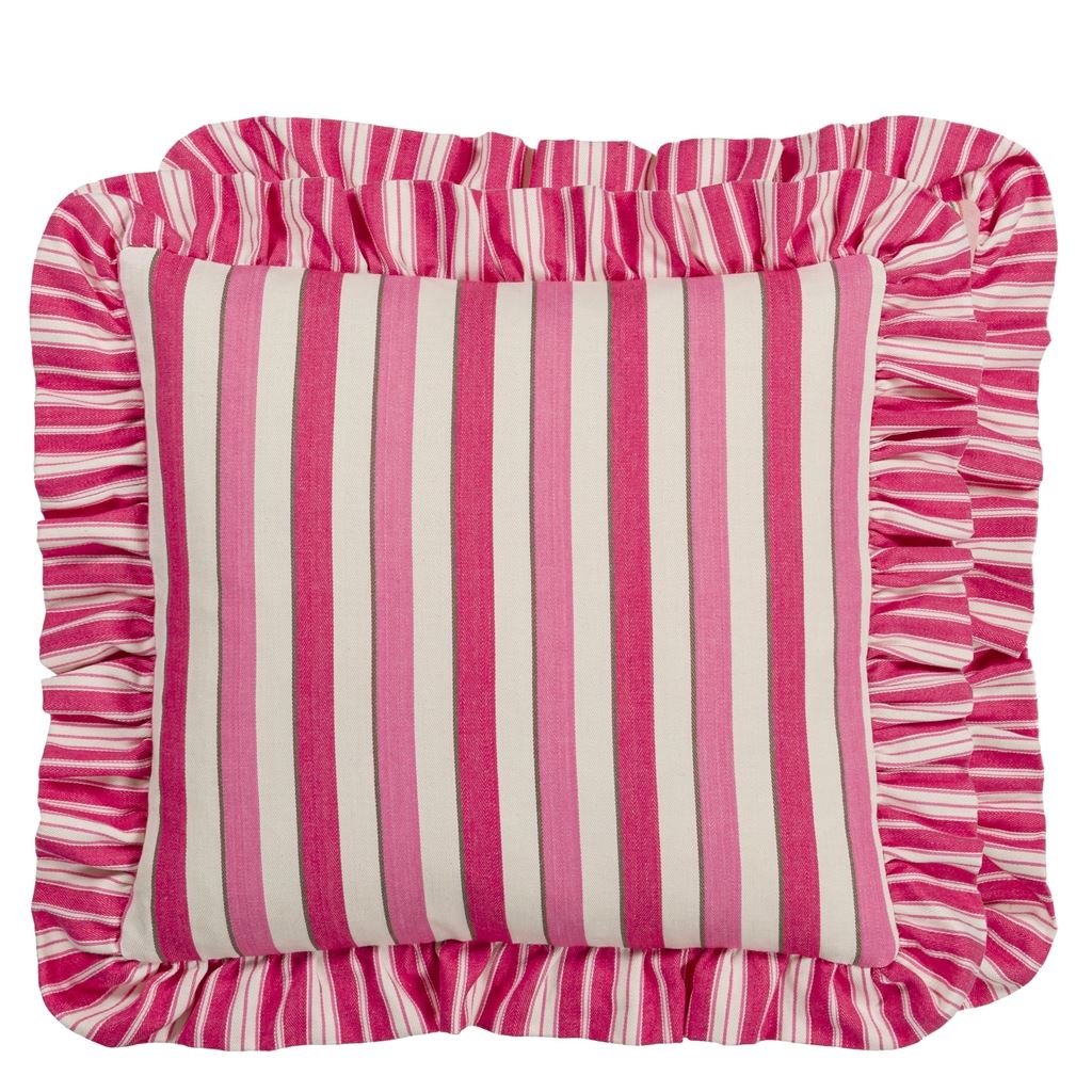 burlington stripe fuchsia cushion