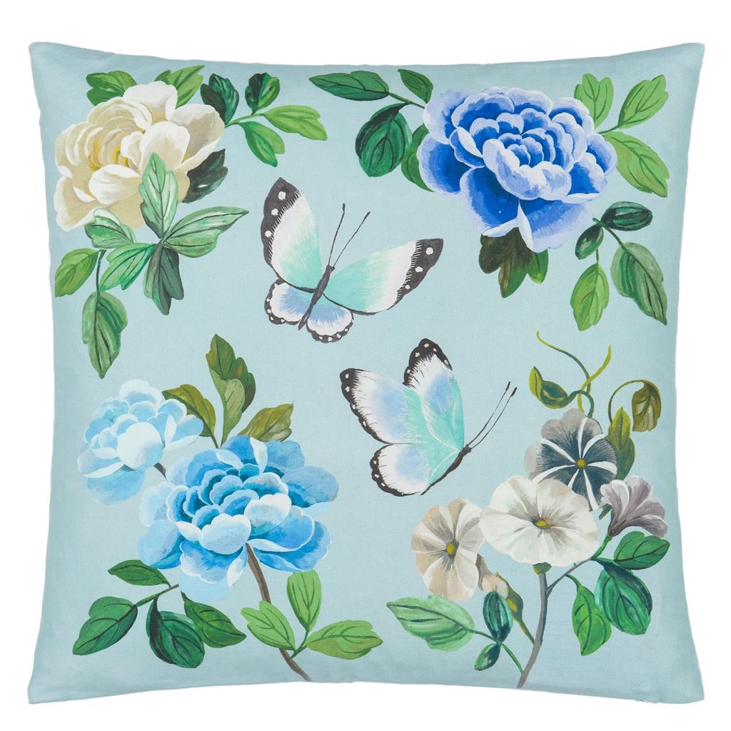 Mira Flores Cobalt Cushion - Reverse