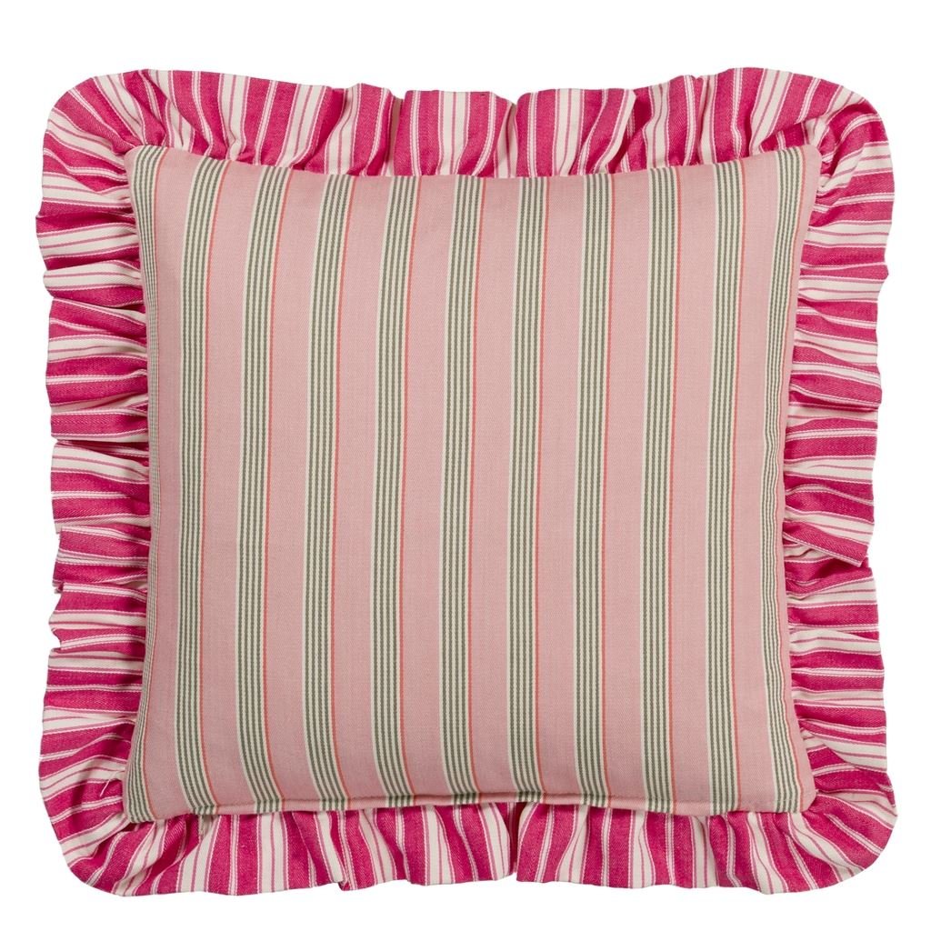 Burlington Stripe Fuchsia Cushion - Reverse