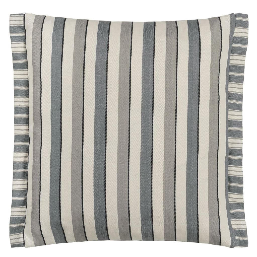 Burlington Stripe Charcoal Cushion - Reverse