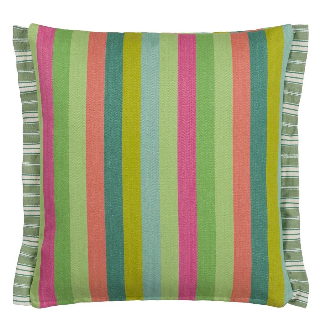 Cork Street Stripe Emerald Cushion - Reverse