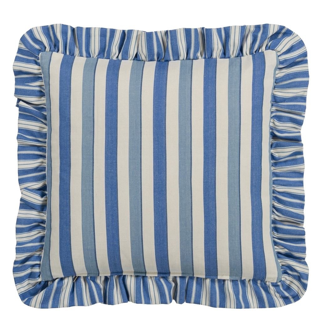 Berkeley Stripe Cobalt Cushion - Reverse