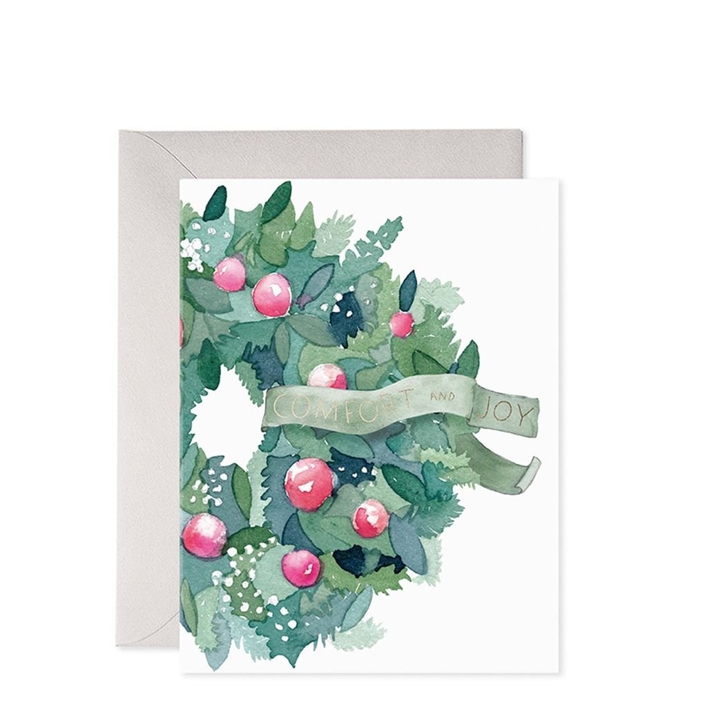 Comfort & Joy Wreath Christmas Cards