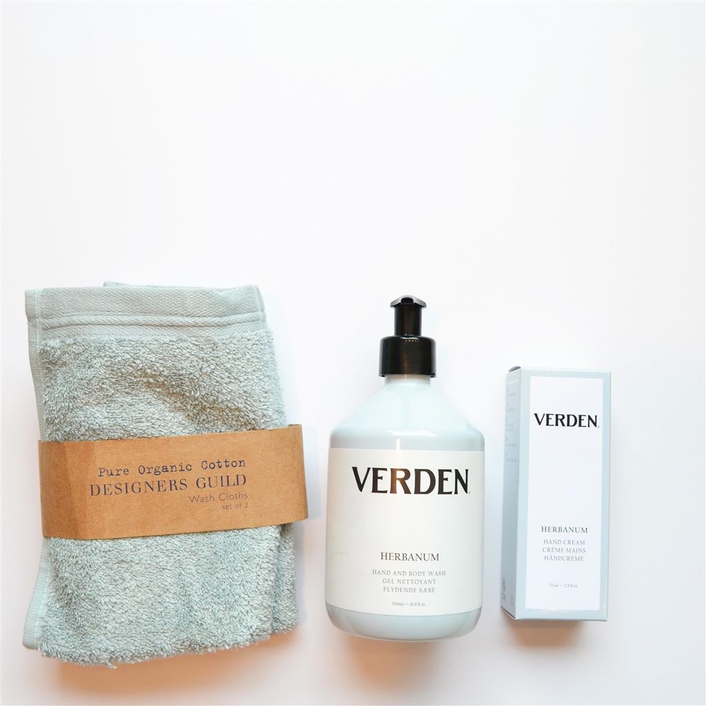 Porcelain Face Cloth + Verden Herbanum Hand ,Body Wash & Hand Cream...