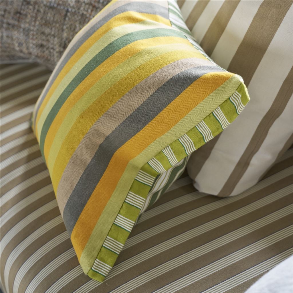 Cork Street Stripe Natural Cotton Decorative Pillow