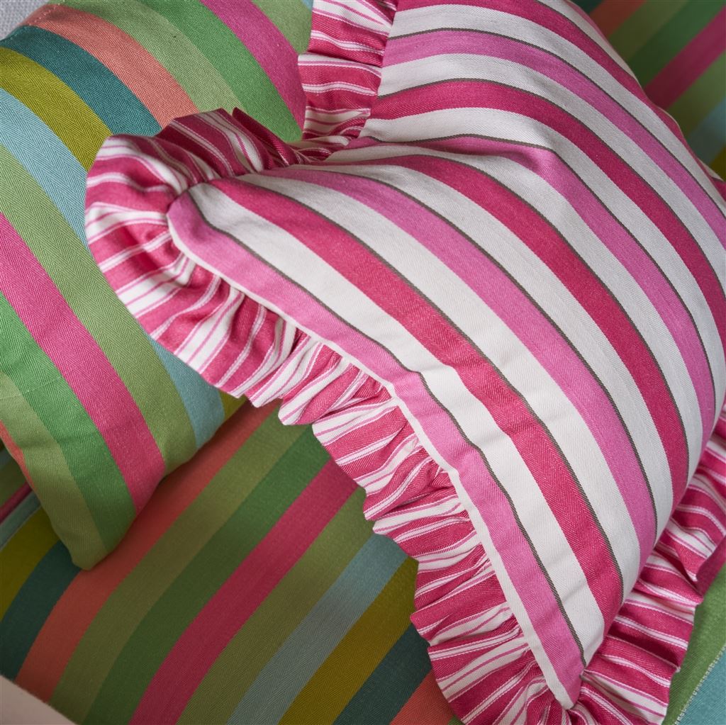 Burlington Stripe Fuchsia Cotton Decorative Pillow