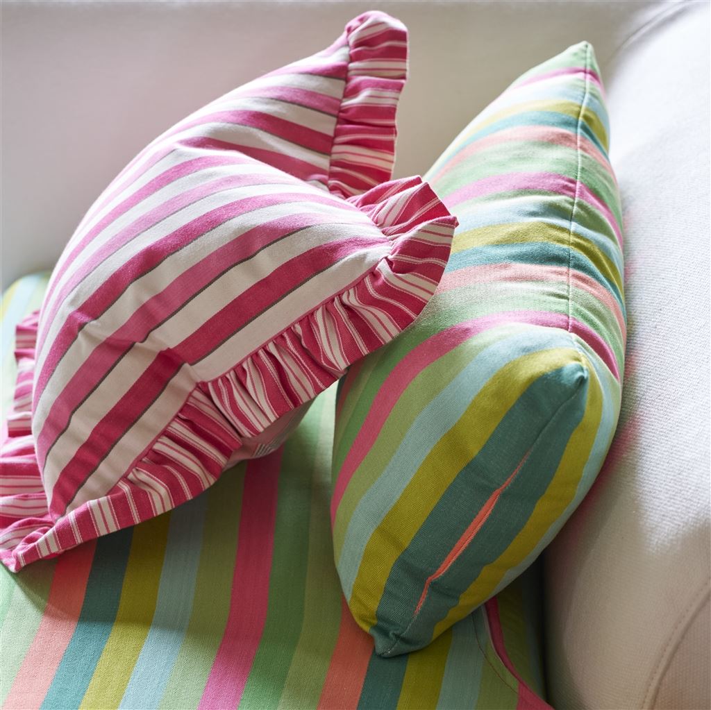 Burlington Stripe Fuchsia Cotton Decorative Pillow