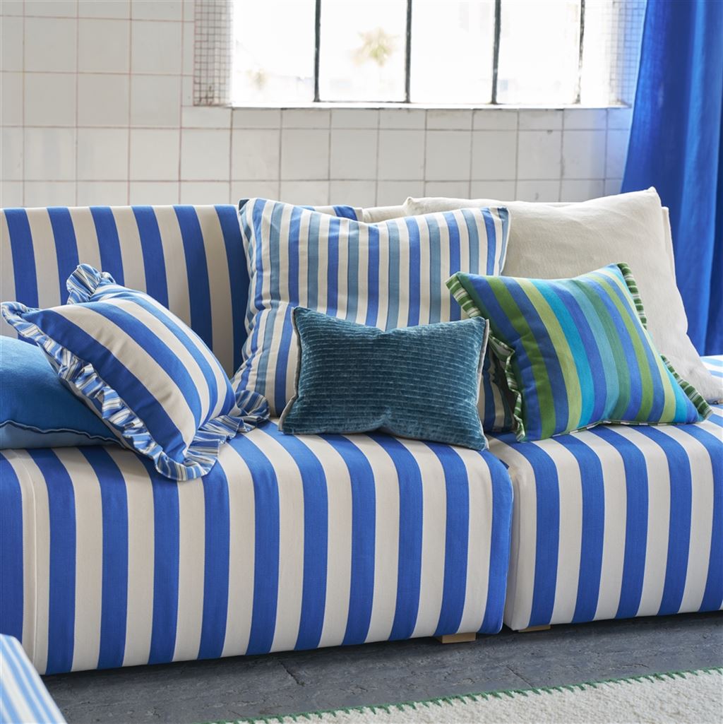 Berkeley Stripe Cobalt Cotton Cushion