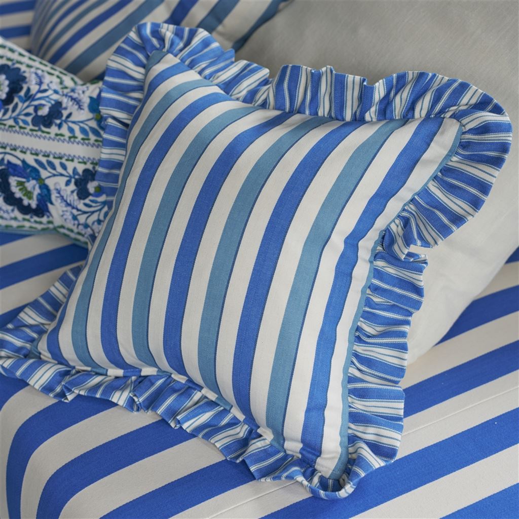 Berkeley Stripe Cobalt Cotton Decorative Pillow