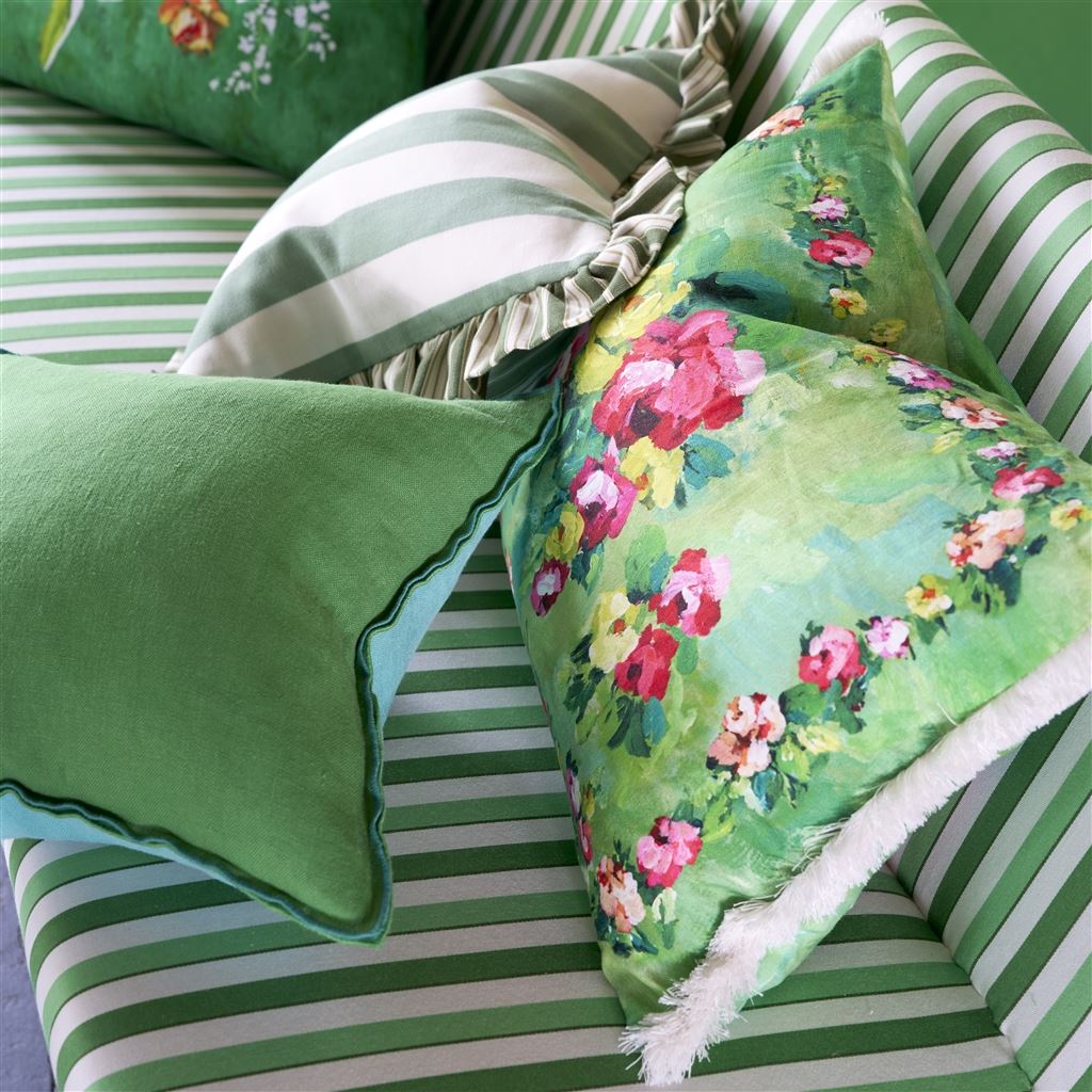 Ghirlanda Emerald Linen Cushion