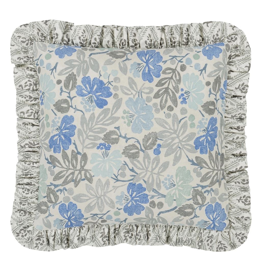 Suffolk Garden Chalk Blue Cushion - Reverse