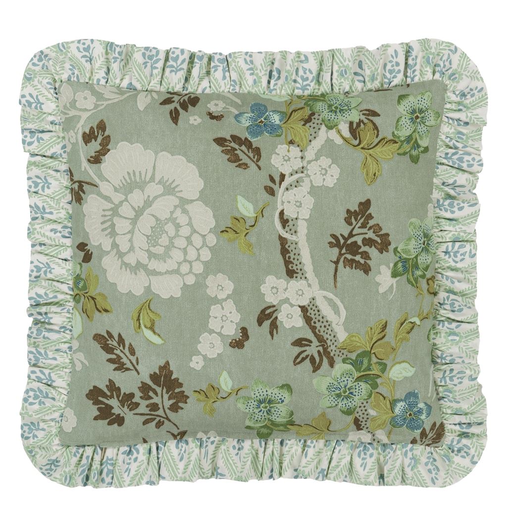 Craven Street Flower Duck Egg Cushion - Reverse