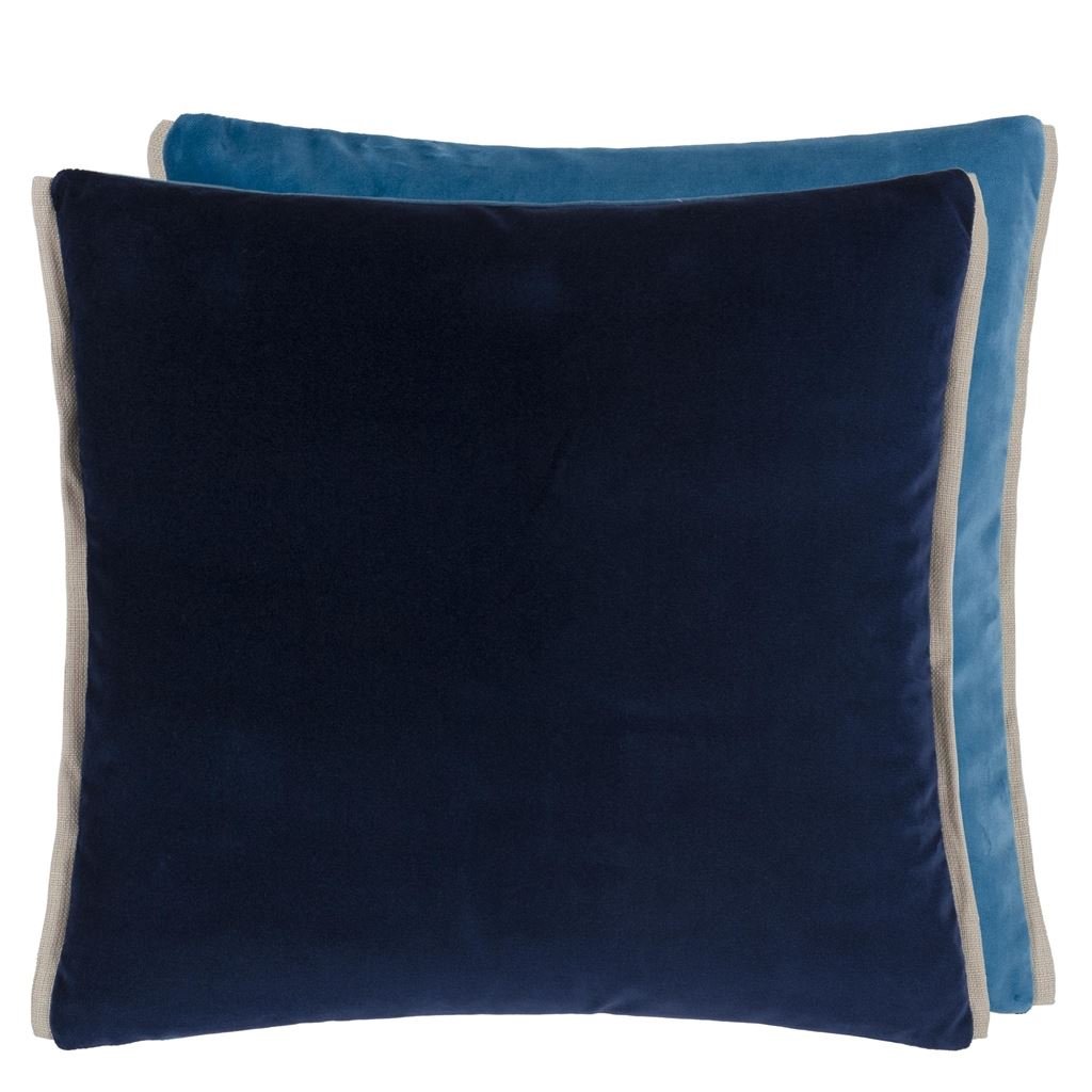 Varese Denim & Teal Velvet Decorative Pillow