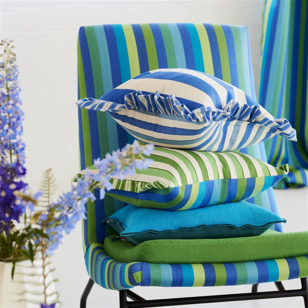 Cork Street Stripe Cobalt Cotton Cushion