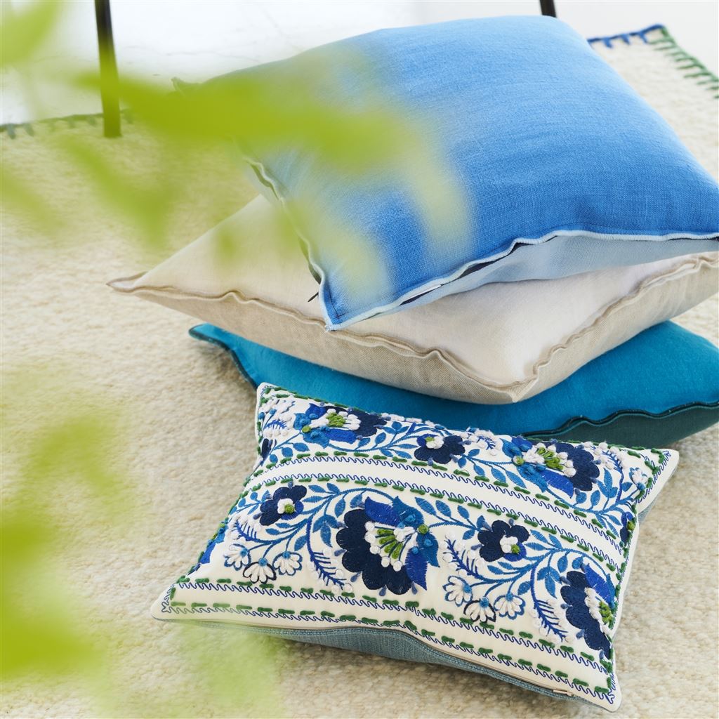 Brera Lino Cornflower & Lapis Linen Cushion