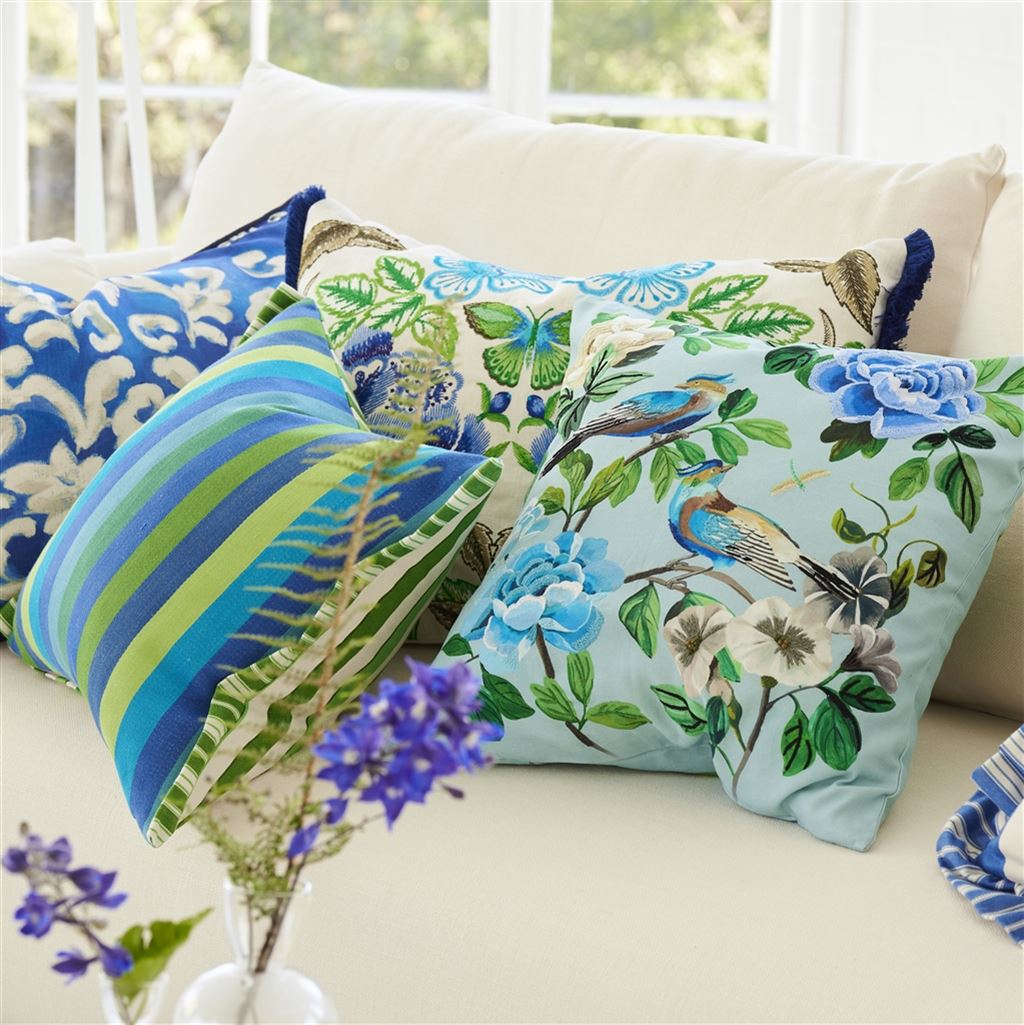 Miraflores Cobalt Embroidered Cushion