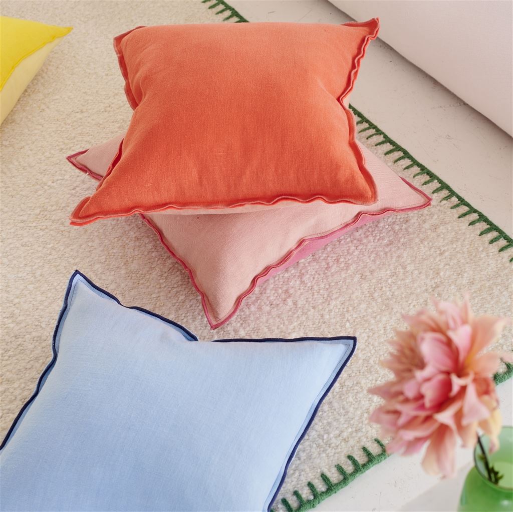 Brera Lino Hibiscus & Peach Linen Cushion