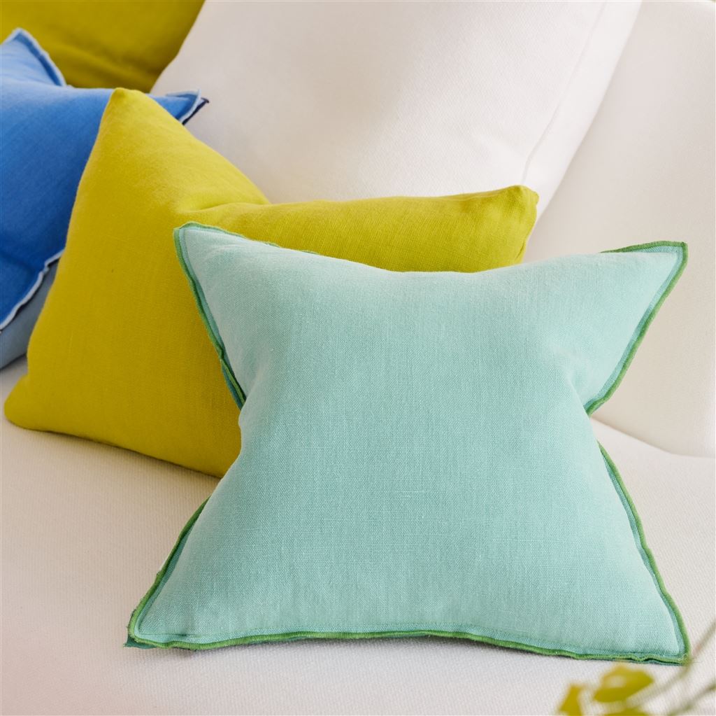 Brera Lino Emerald & Capri Linen Decorative Pillow