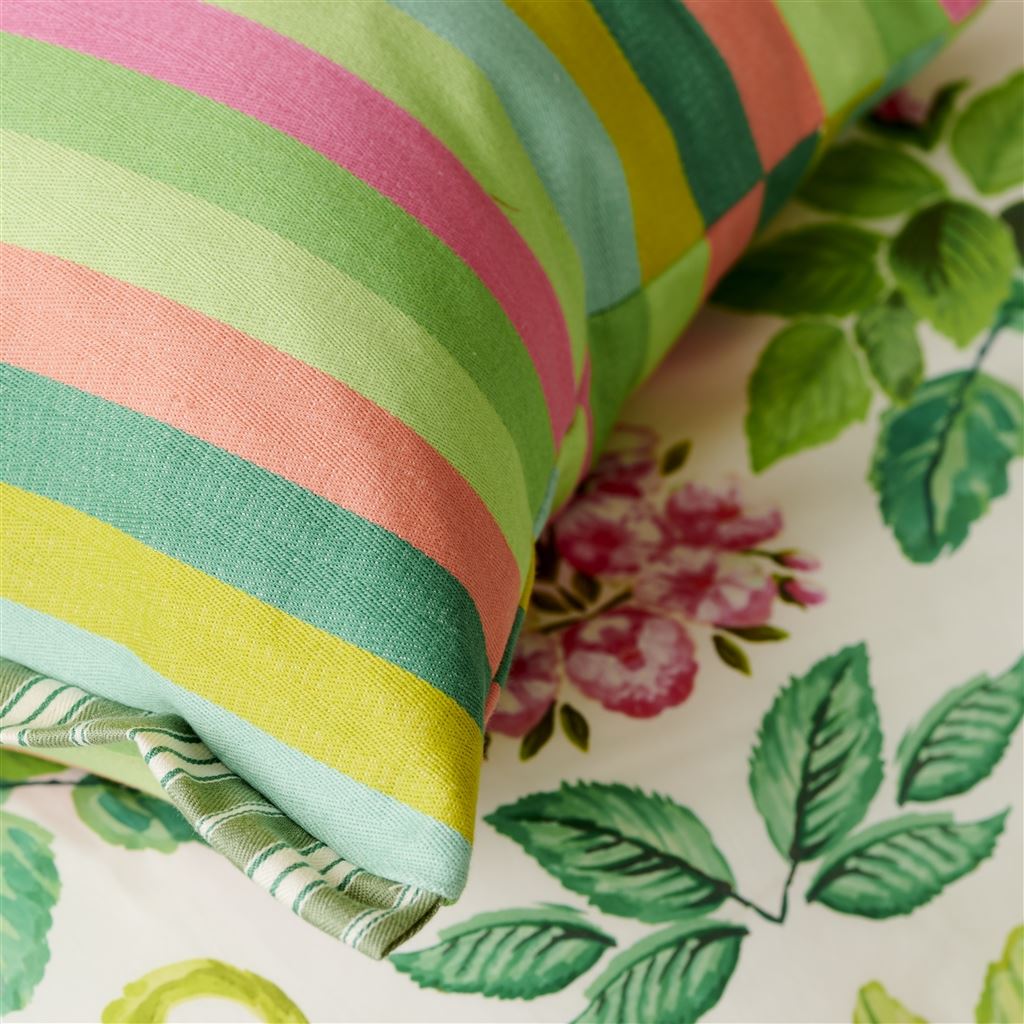 Cork Street Stripe Emerald Cotton Cushion