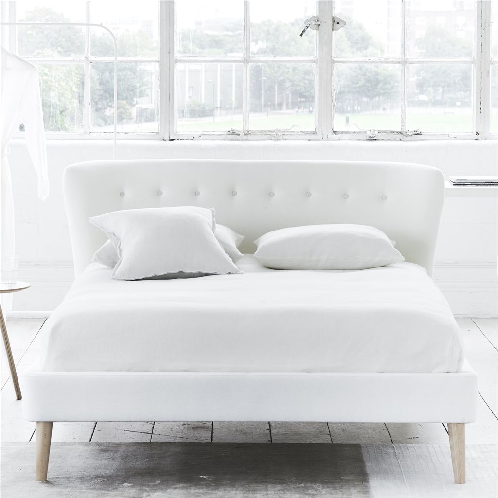 Wave Bed - White Buttons - Single - Beech Leg - Cassia Chalk
