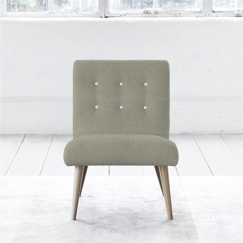 Eva Chair - White Buttons - Beech Leg - Cheviot Pebble