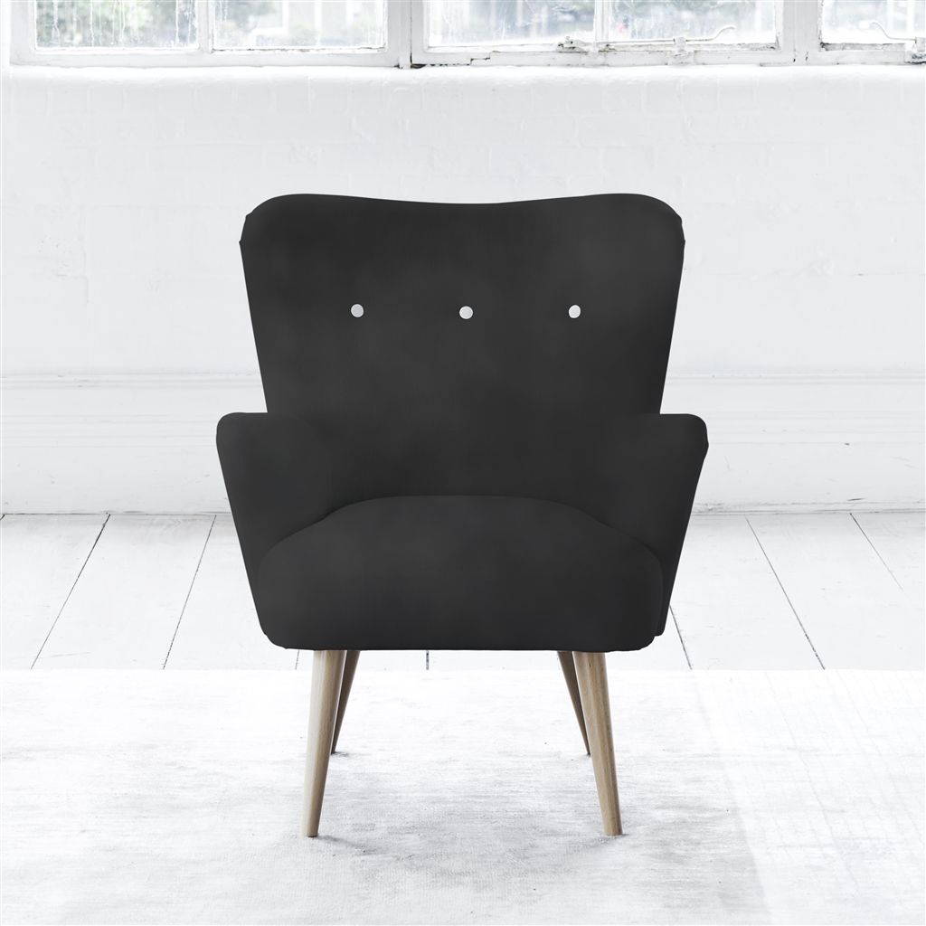 Florence Chair - White Buttons - Beech Leg - Cassia Slate