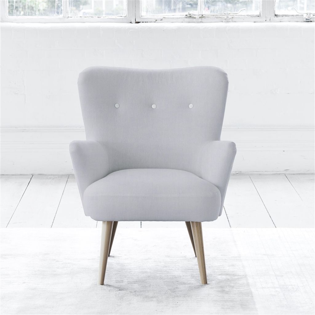 Florence Chair - White Buttons - Beech Leg - Brera Lino Platinum
