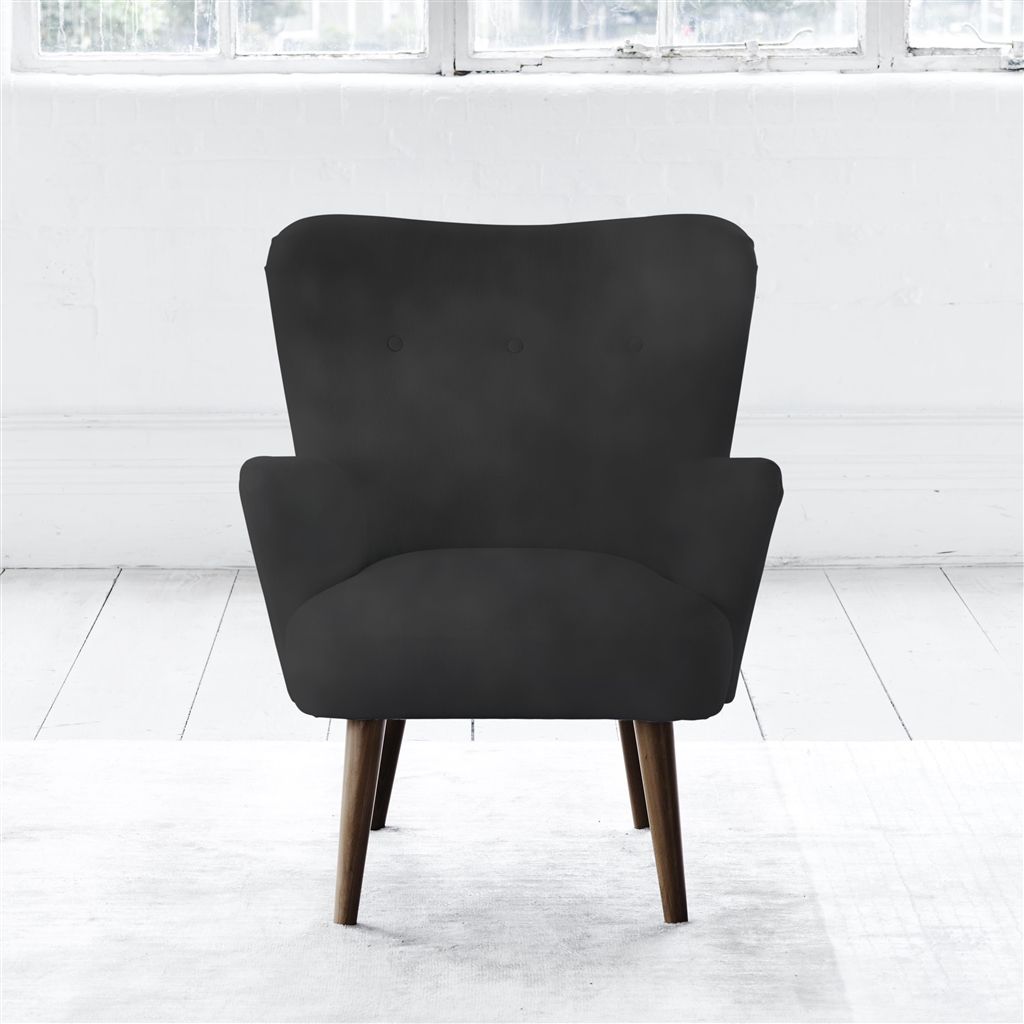 Florence Chair - Self Buttons - Walnut Leg - Cassia Slate