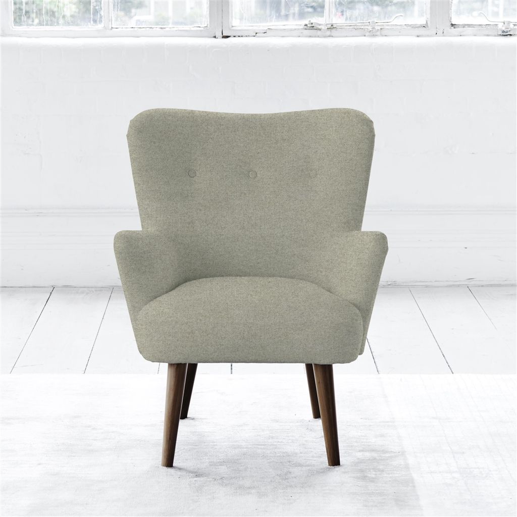 Florence Chair - Self Buttons - Walnut Leg - Cheviot Pebble