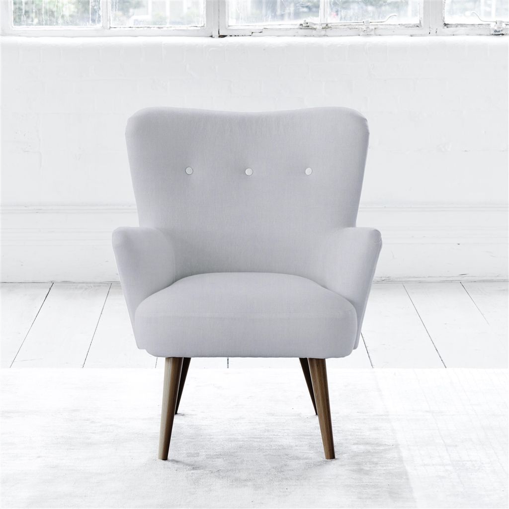 Florence Chair - White Buttons - Walnut Leg - Brera Lino Platinum