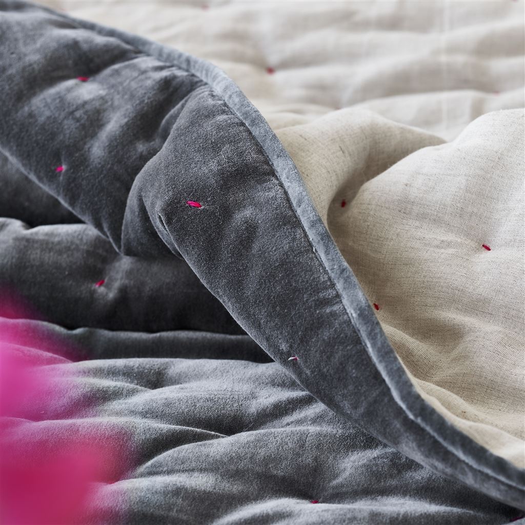 Sevanti Graphite & Pink Quilted Pillowcases