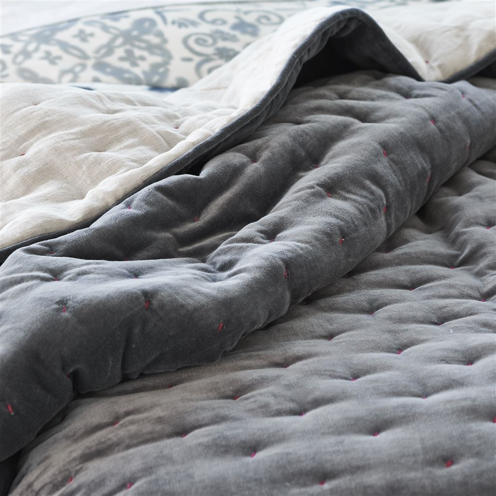 Sevanti Graphite & Pink Quilted Pillowcases