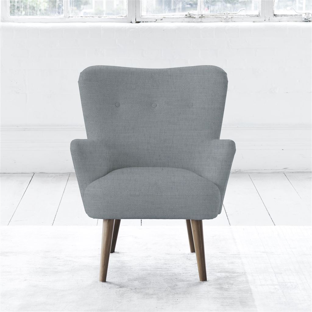 Florence Chair - Self Buttons - Walnut Leg - Elrick Zinc