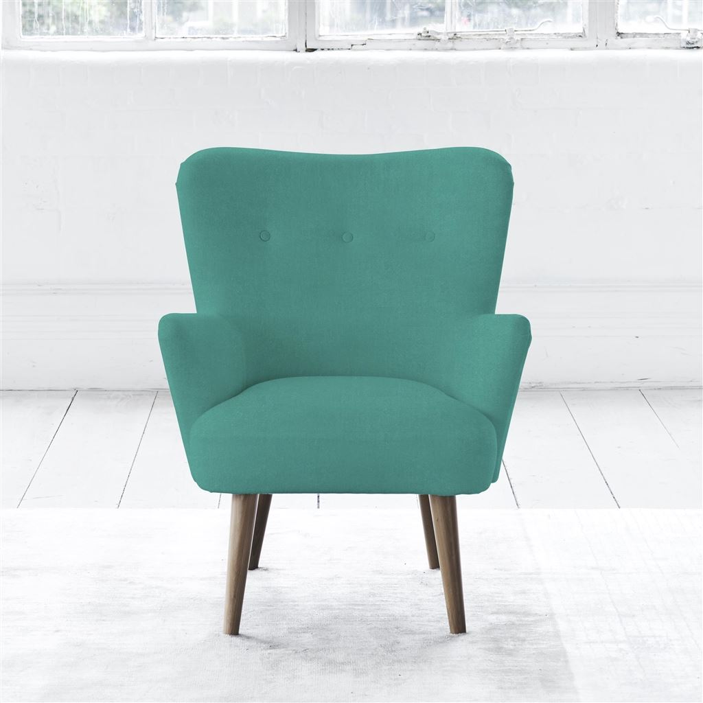 Florence Chair - Self Buttons - Walnut Leg - Cassia Ocean