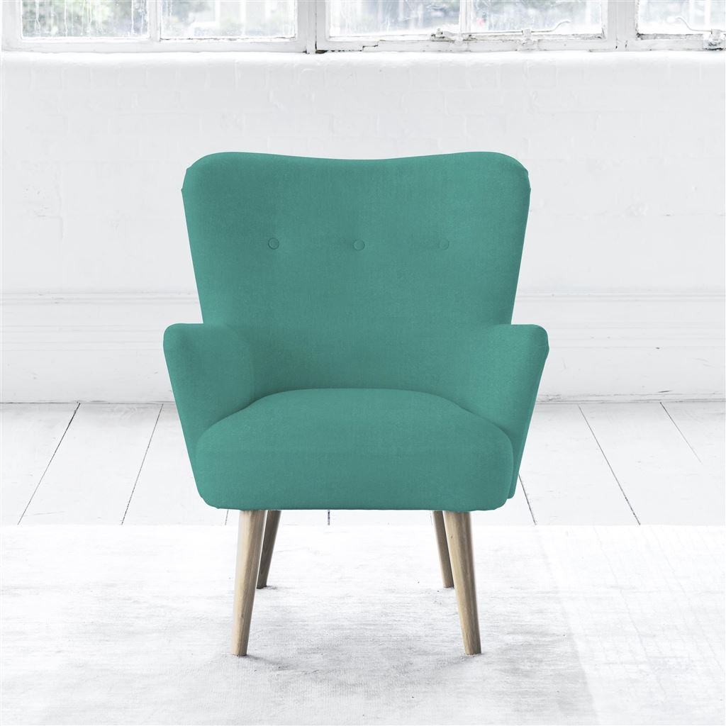 Florence Chair - Self Buttons - Beech Leg - Cassia Ocean