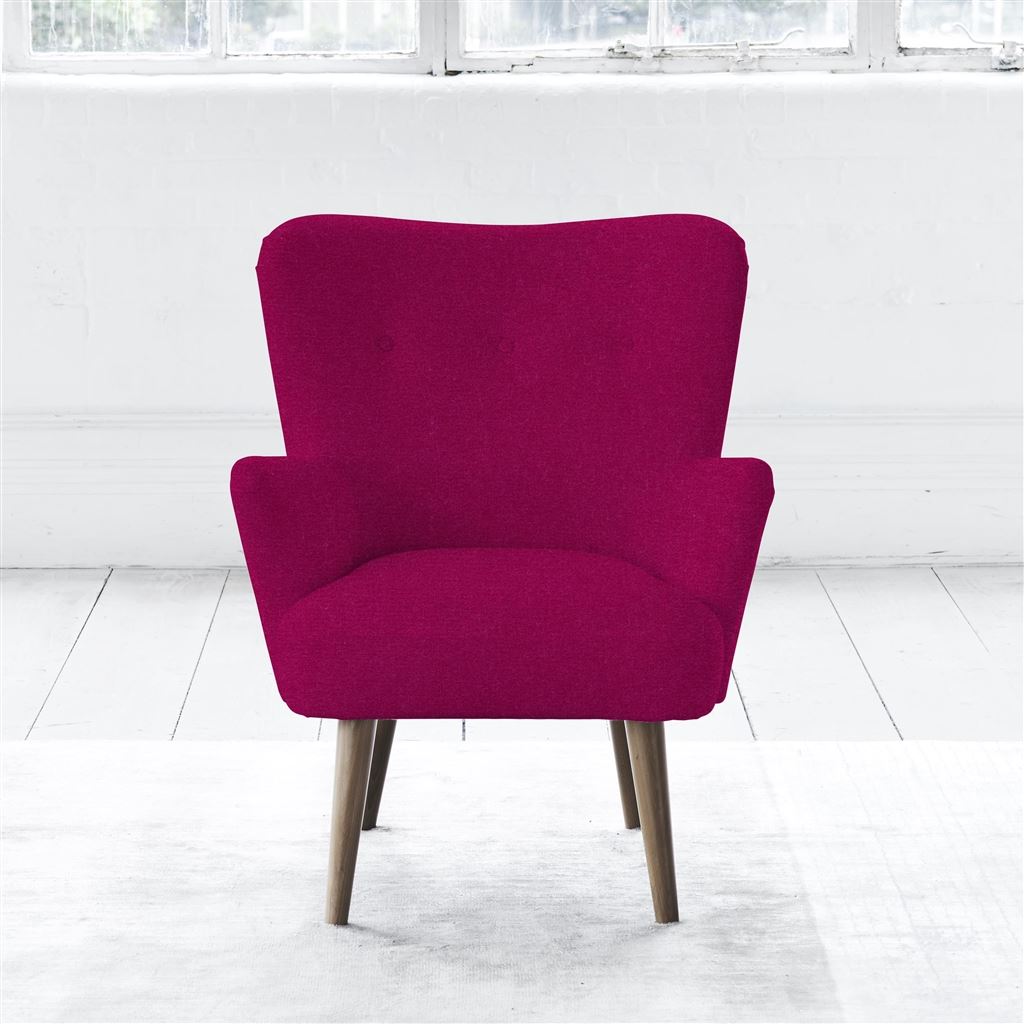 Florence Chair - Self Buttons - Walnut Leg - Cassia Fuchsia