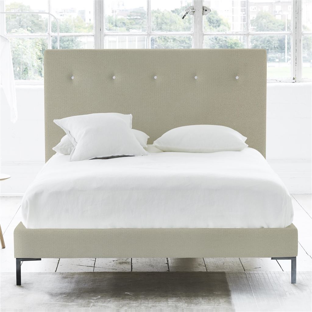 Polka Bed - White Buttons - Superking - Metal Leg - Cassia Dove