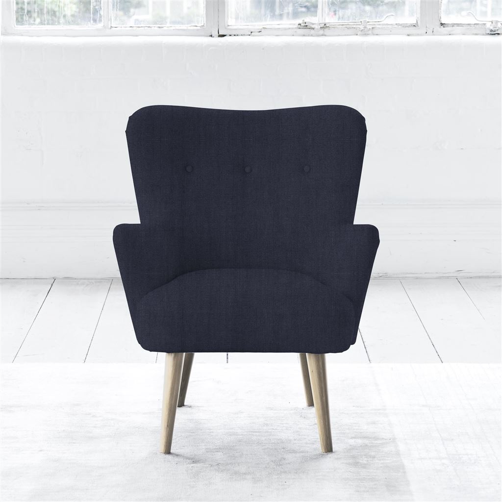 Florence Chair - Self Buttons - Beech Leg - Brera Lino Indigo