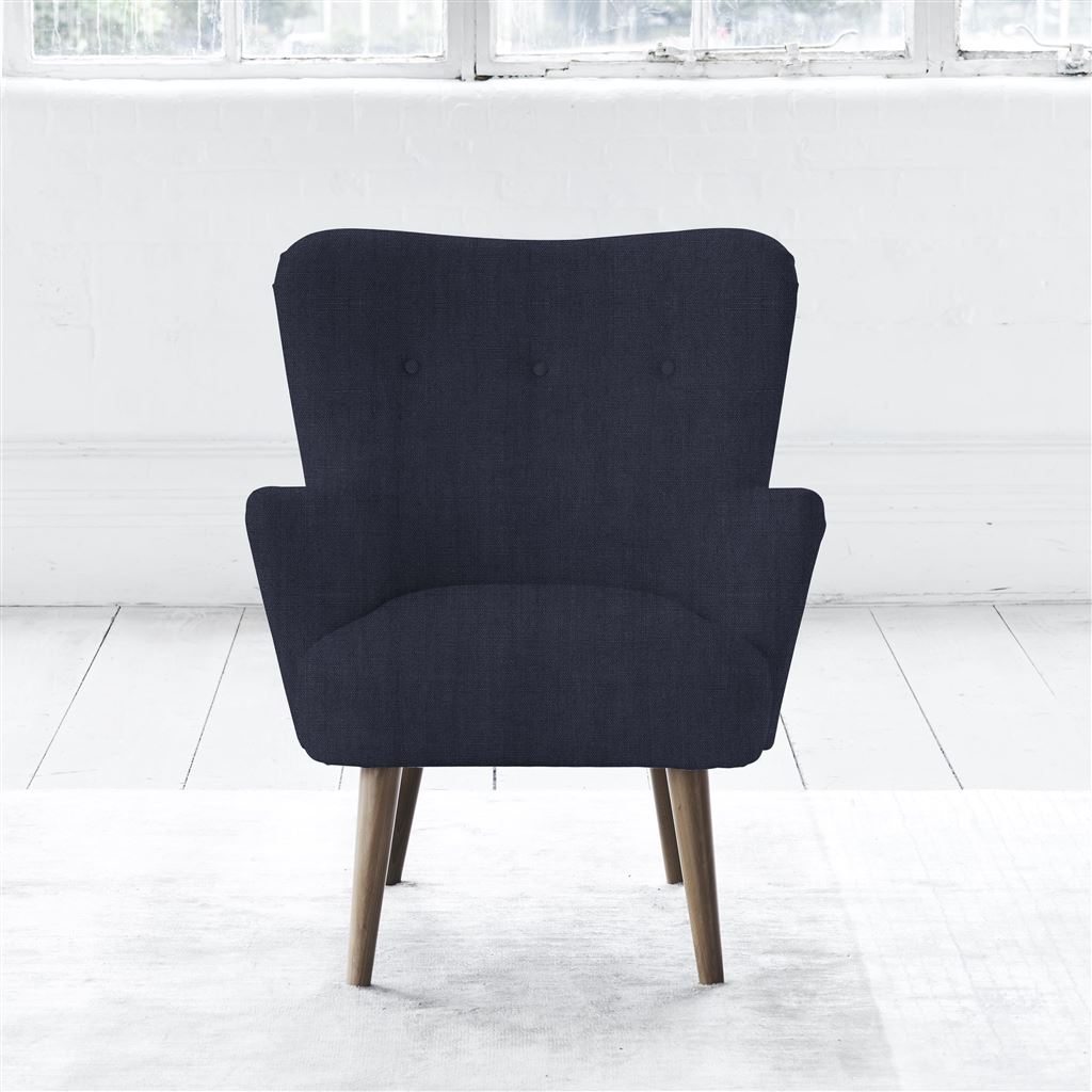 Florence Chair - Self Buttons - Walnut Leg - Brera Lino Indigo