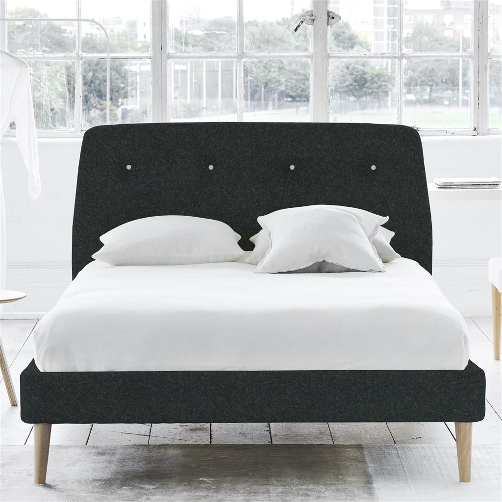 Cosmo Bed - White Buttons - Superking - Beech Leg - Cheviot Noir