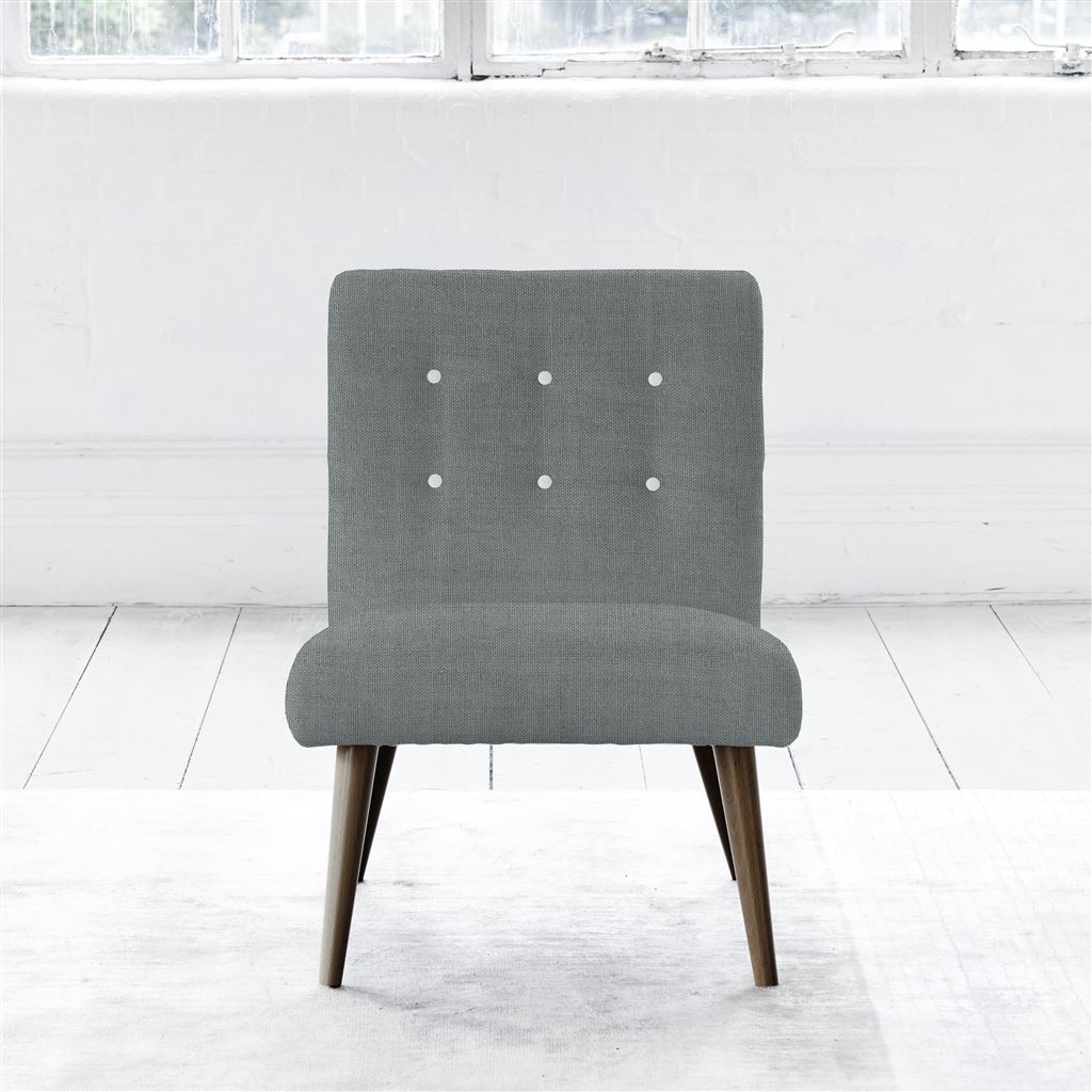 Eva Chair - White Buttons - Walnut Leg - Brera Lino Zinc