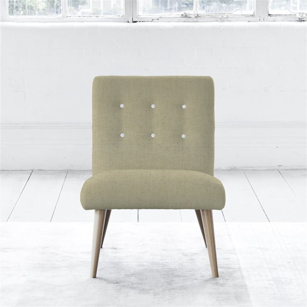 Eva Chair - White Buttons - Beech Leg - Elrick Hessian
