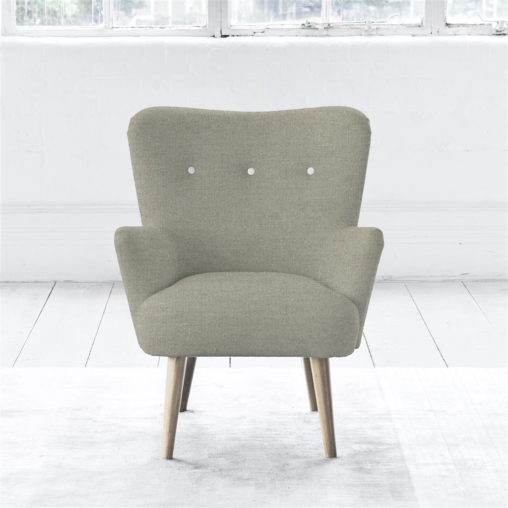 Florence Chair - White Buttons - Beech Leg - Brera Lino Pebble