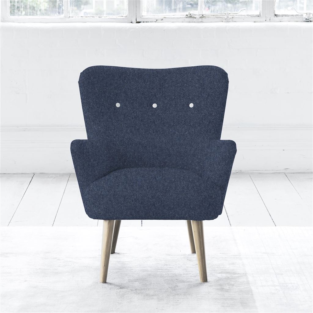 Florence Chair - White Buttons - Beech Leg - Cheviot Indigo