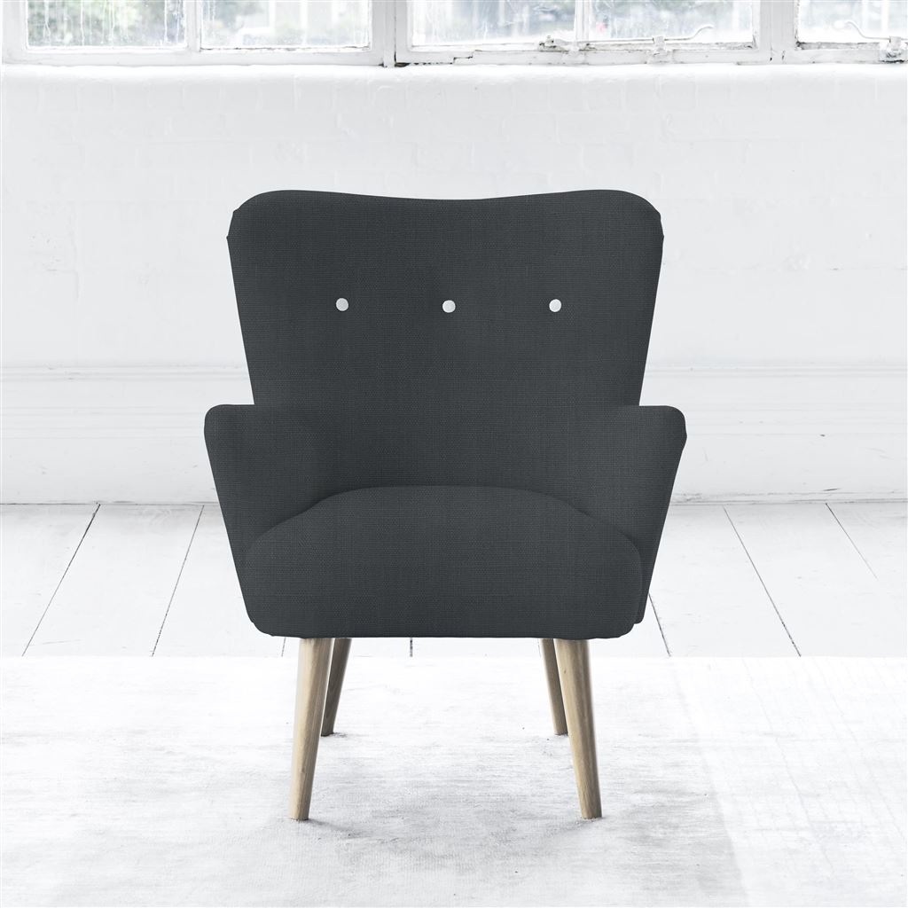 Florence Chair - White Buttons - Beech Leg - Brera Lino Dusk