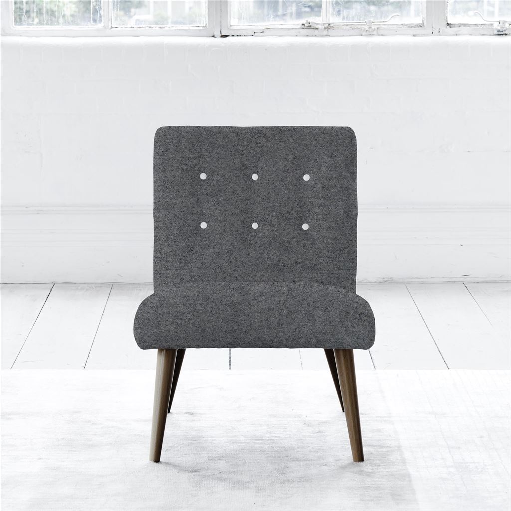 Eva Chair - White Buttons - Walnut Leg - Cheviot Smoke