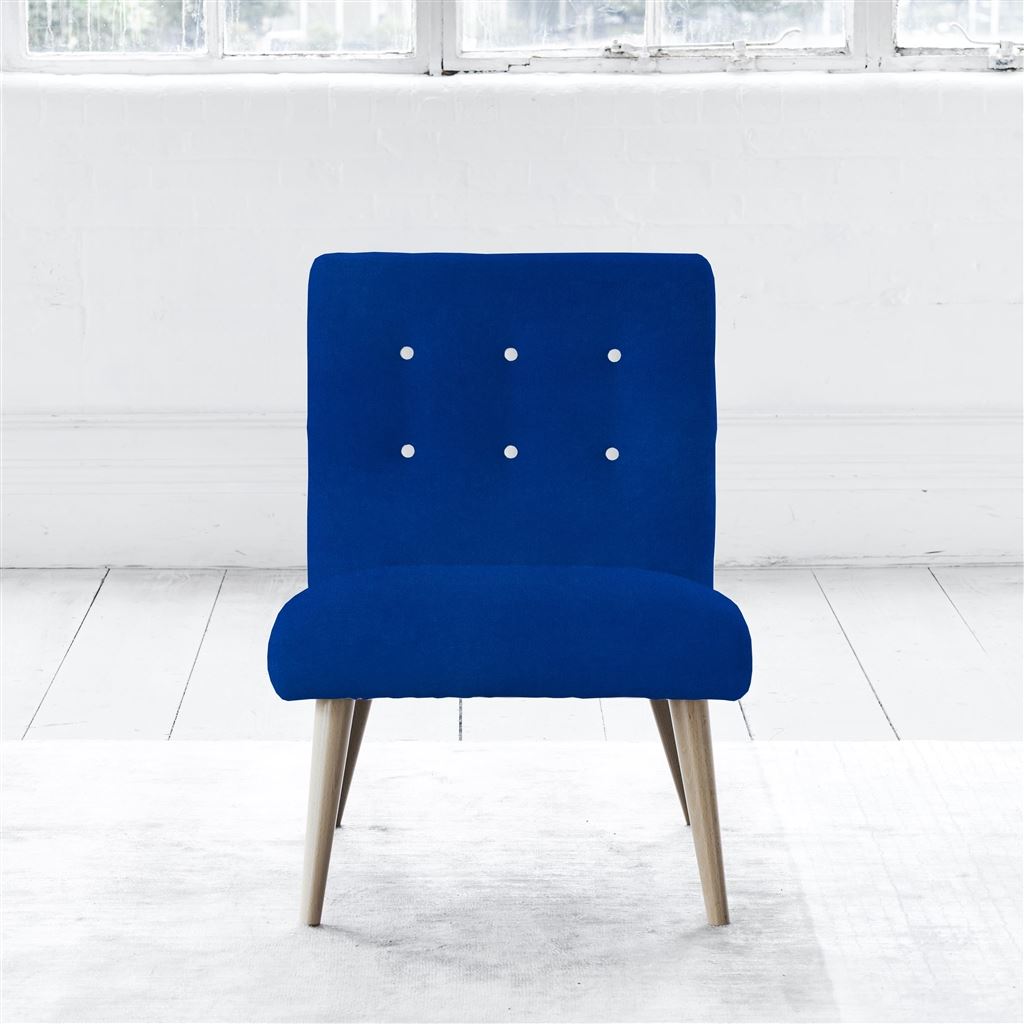 Eva Chair - White Buttons - Beech Leg - Cassia Cobalt