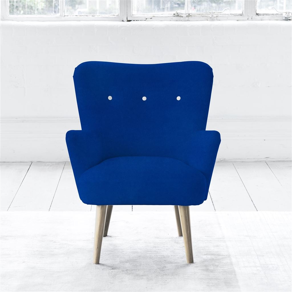 Florence Chair - White Buttons - Beech Leg - Cassia Cobalt